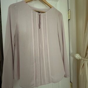 White House Black Market Light Pink Blouse with pearl detail